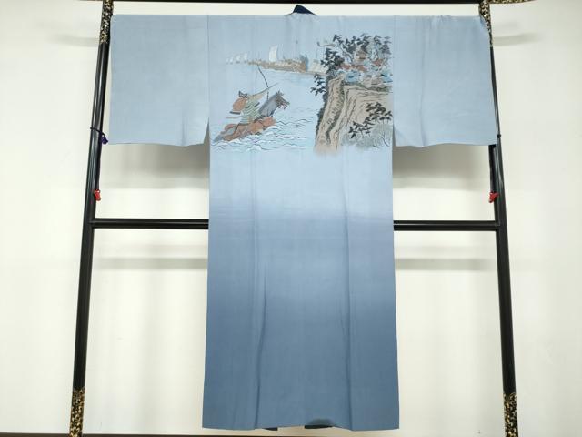 平和屋着物●男性　紬　アンサンブル　長羽織　長襦袢（袷）セット　褐返色　キングサイズ　正絹　逸品　DABD9540ud