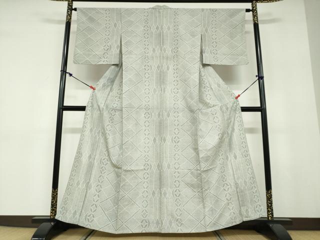 平和屋着物▽上質な小紋　単衣　幾何学文様　正絹　逸品　DABD9545ud