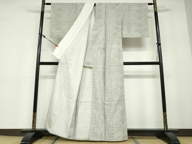 平和屋着物▽上質な小紋　単衣　幾何学文様　正絹　逸品　DABD9545ud