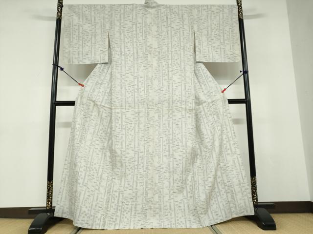 平和屋着物▽結城紬　単衣　80亀甲　笹竹文　正絹　逸品　DABD9550ud
