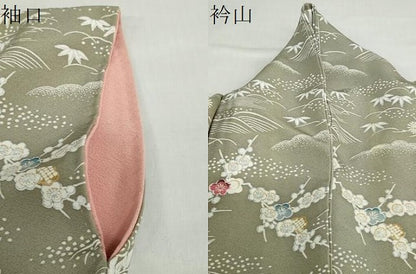 平和屋着物●訪問着　流水風景草花文　正絹　逸品　DABD9554ud