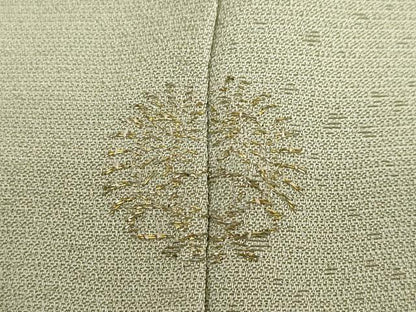 平和屋着物●訪問着　駒刺繍　陶器飛鶴草花文　金彩　正絹　逸品　DABD9555ud