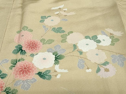 平和屋着物●訪問着　友禅　鴛鴦花蝶文　暈し染め　正絹　逸品　DABD9556ud
