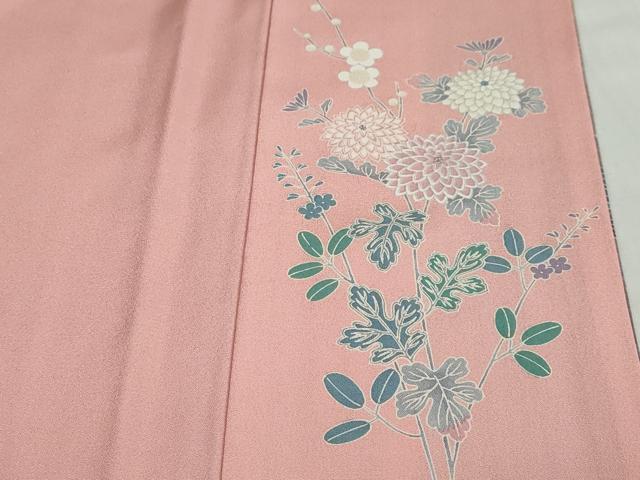 平和屋着物●訪問着　友禅　流水草花文　暈し染め　正絹　逸品　DABD9559ud