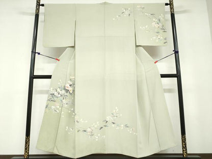 平和屋着物●訪問着　友禅　枝花文　暈し染め　正絹　逸品　DABD9560ud