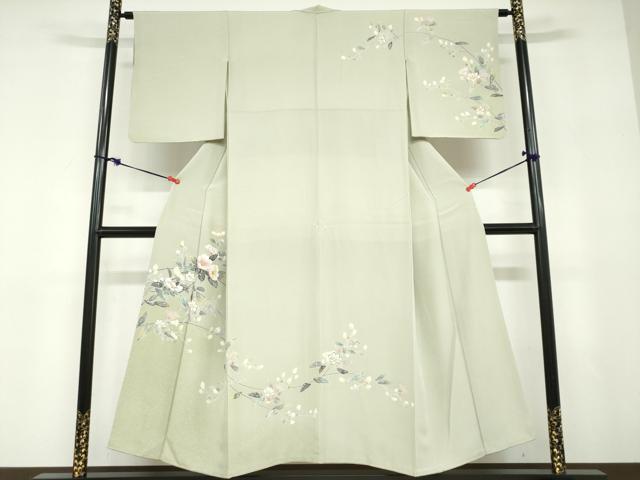 平和屋着物●訪問着　友禅　枝花文　暈し染め　正絹　逸品　DABD9560ud