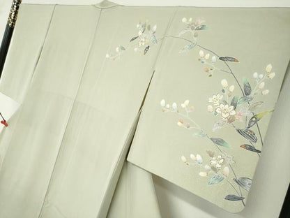 平和屋着物●訪問着　友禅　枝花文　暈し染め　正絹　逸品　DABD9560ud