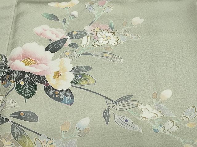 平和屋着物●訪問着　友禅　枝花文　暈し染め　正絹　逸品　DABD9560ud