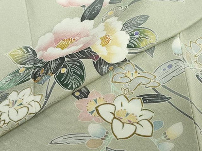 平和屋着物●訪問着　友禅　枝花文　暈し染め　正絹　逸品　DABD9560ud