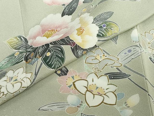 平和屋着物●訪問着　友禅　枝花文　暈し染め　正絹　逸品　DABD9560ud