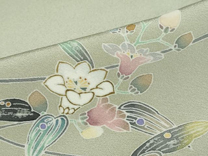 平和屋着物●訪問着　友禅　枝花文　暈し染め　正絹　逸品　DABD9560ud