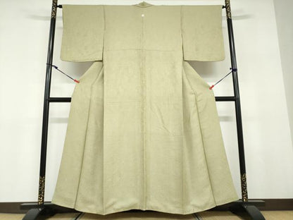 平和屋着物●上質な色無地　辻が花地紋　柳茶色　正絹　逸品　DABD9563ud
