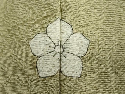 平和屋着物●上質な色無地　辻が花地紋　柳茶色　正絹　逸品　DABD9563ud