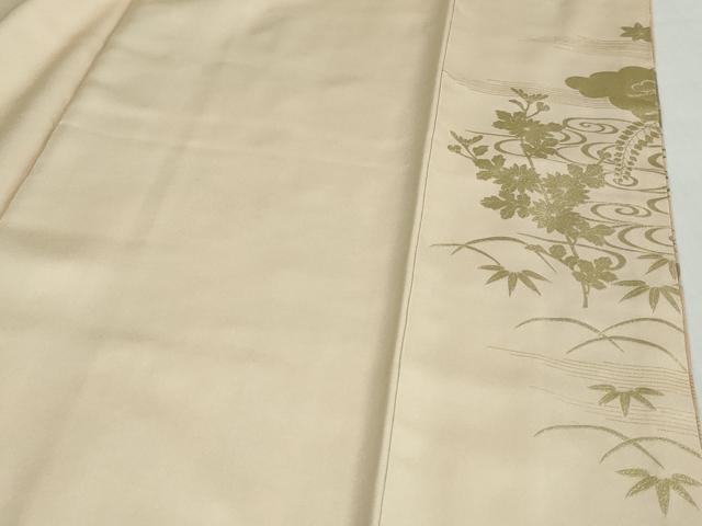 平和屋着物●金彩友禅　卓越技能者・名工・和田光正　訪問着　流水渡橋草花文　金彩　正絹　逸品　DABD9564ud