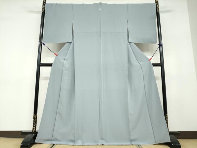 平和屋着物●ファッションデザイナー 花井幸子　色無地　紋意匠　湊鼠色　正絹　逸品　未使用　DABD9567ud