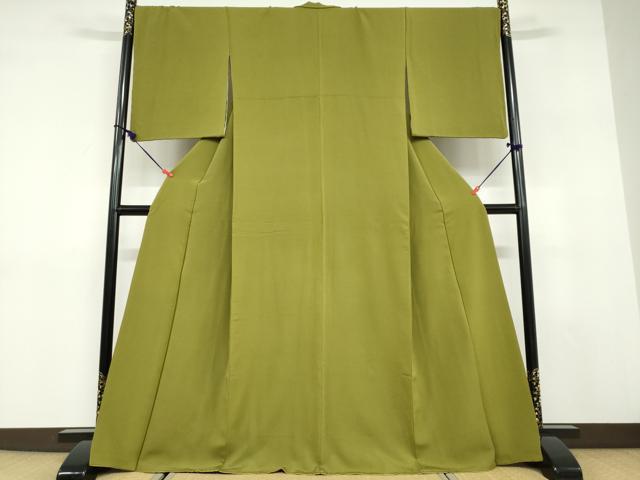 平和屋着物●ファッションデザイナー 花井幸子　色無地　紋意匠　根岸色　やまと誂製　正絹　逸品　DABD9570ud