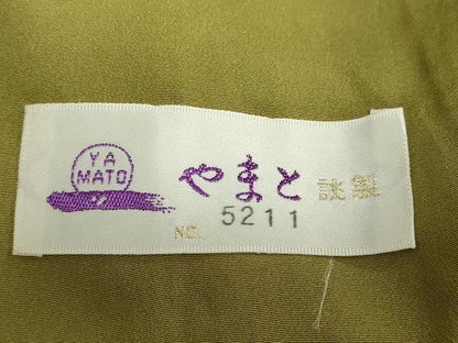 平和屋着物●ファッションデザイナー 花井幸子　色無地　紋意匠　根岸色　やまと誂製　正絹　逸品　DABD9570ud