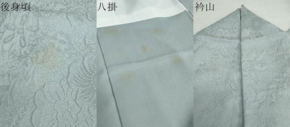 平和屋着物●上質な色無地　辻が花地紋　湊鼠色　ロング丈　正絹　逸品　DABD9572ud