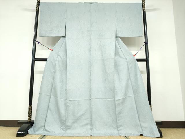平和屋着物●上質な色無地　辻が花地紋　湊鼠色　ロング丈　正絹　逸品　DABD9572ud