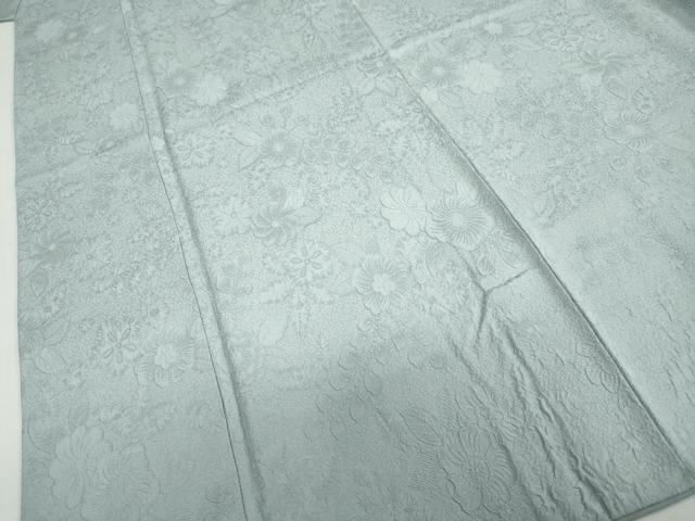 平和屋着物●上質な色無地　辻が花地紋　湊鼠色　ロング丈　正絹　逸品　DABD9572ud