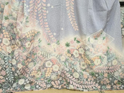 平和屋着物●豪華振袖　辻が花　暈し染め　銀通し地　正絹　逸品　DABD9575ud