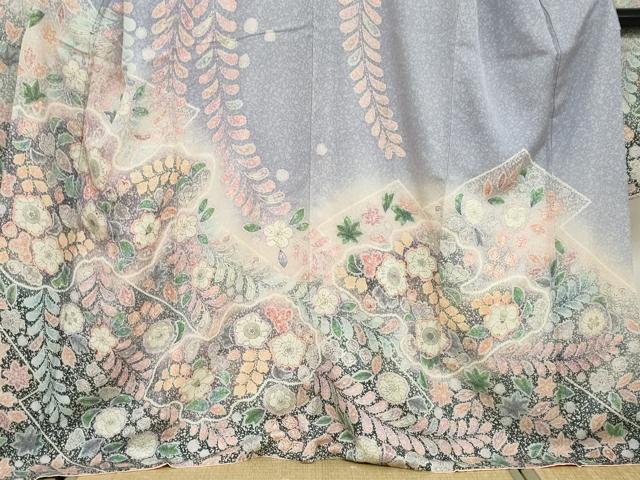 平和屋着物●豪華振袖　辻が花　暈し染め　銀通し地　正絹　逸品　DABD9575ud