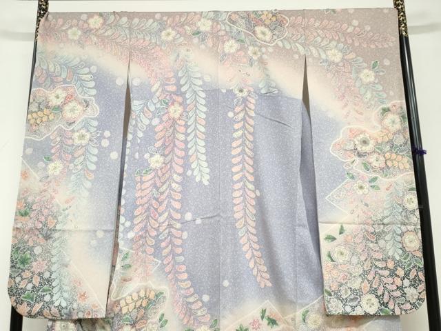 平和屋着物●豪華振袖　辻が花　暈し染め　銀通し地　正絹　逸品　DABD9575ud
