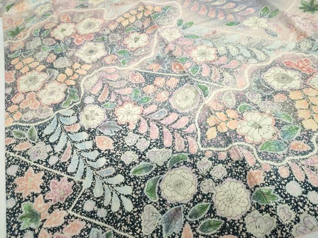 平和屋着物●豪華振袖　辻が花　暈し染め　銀通し地　正絹　逸品　DABD9575ud