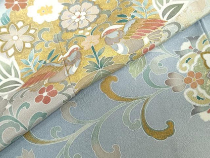 平和屋着物●訪問着　作家物　正倉院花鳥文　暈し染め　金彩　正絹　逸品　DABD9576ud