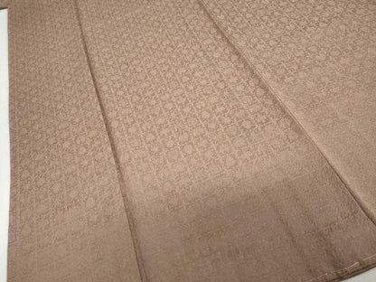 平和屋着物●世界的友禅作家　千地泰弘　色無地　格子抽象地紋　柴染色　正絹　逸品　未使用　DABD9577ud