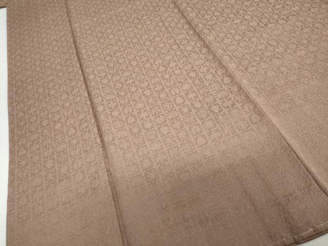 平和屋着物●世界的友禅作家　千地泰弘　色無地　格子抽象地紋　柴染色　正絹　逸品　未使用　DABD9577ud