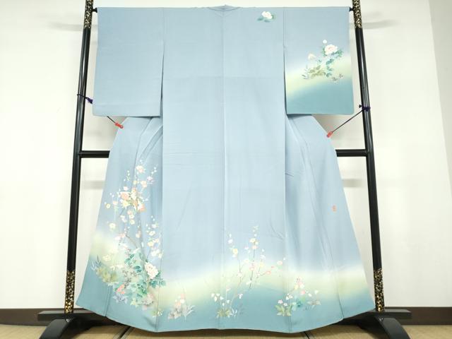 平和屋着物●訪問着　友禅　作家物　地紙草花文　暈し染め　正絹　逸品　DABD9579ud