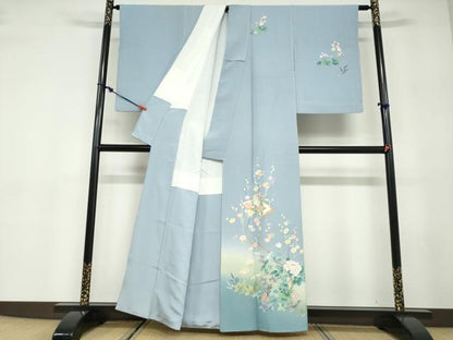 平和屋着物●訪問着　友禅　作家物　地紙草花文　暈し染め　正絹　逸品　DABD9579ud
