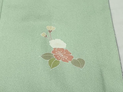 平和屋着物●訪問着　友禅　作家物　流水草花文　暈し染め　正絹　逸品　DABD9581ud