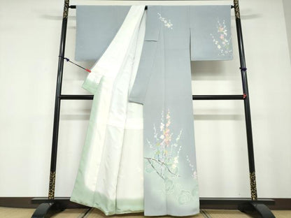 平和屋着物●訪問着　友禅　作家物　枝梅文　暈し染め　正絹　逸品　未使用　DABD9583ud