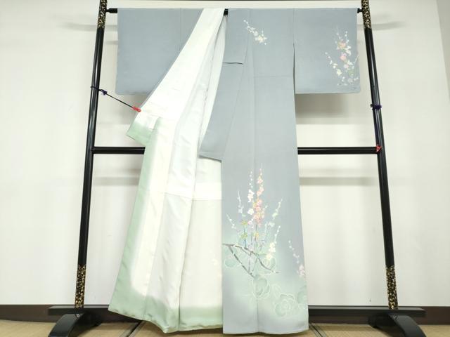 平和屋着物●訪問着　友禅　作家物　枝梅文　暈し染め　正絹　逸品　未使用　DABD9583ud
