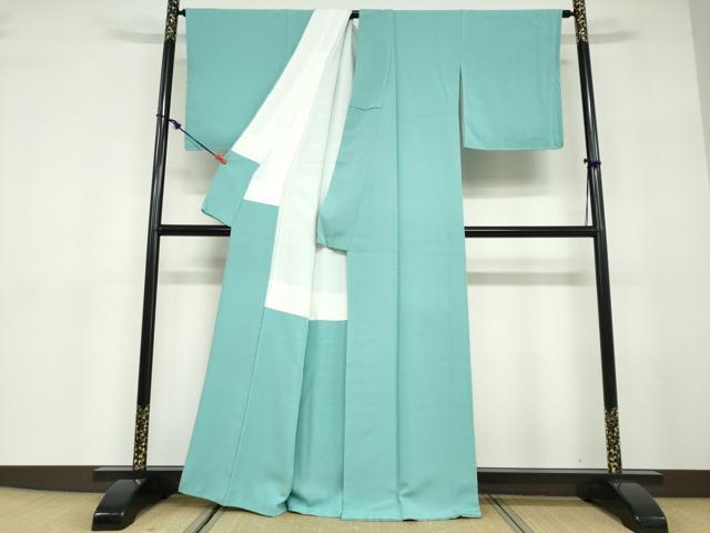 平和屋着物●上質な色無地　青竹色　正絹　逸品　未使用　DABD9585ud