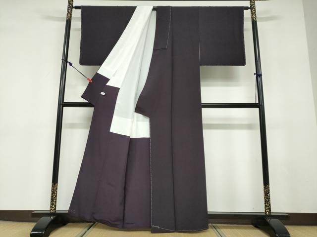 平和屋着物●上質な色無地　紋意匠　黒紅色　正絹　逸品　未使用　DABD9586ud