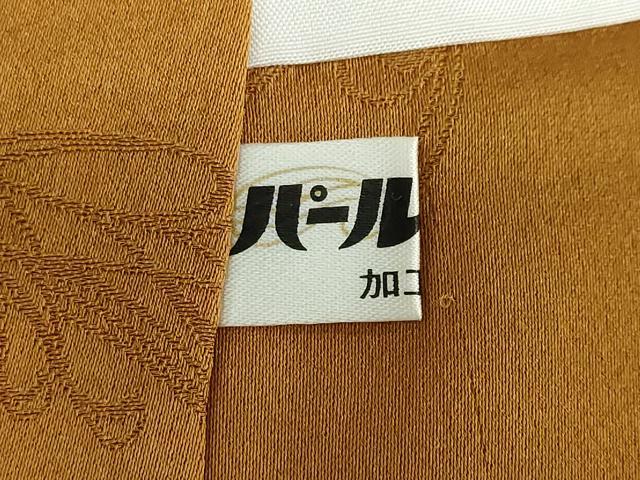 平和屋着物●上質な色無地　宝尽くし地紋　土色　正絹　逸品　DABD9590ud