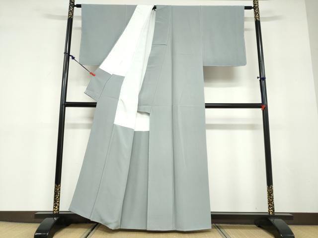 平和屋着物●上質な色無地　湊鼠色　正絹　逸品　未使用　DABD9591ud