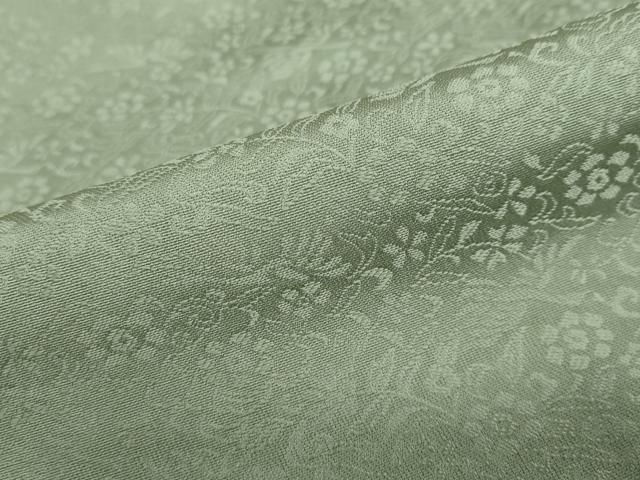 平和屋着物●上質な色無地　花鳥地紋　柳染色　正絹　逸品　DABD9598ud