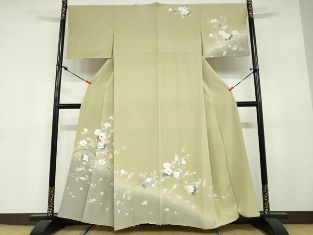 平和屋着物●訪問着　友禅　枝椿文　暈し染め　正絹　逸品　DABD9603ud