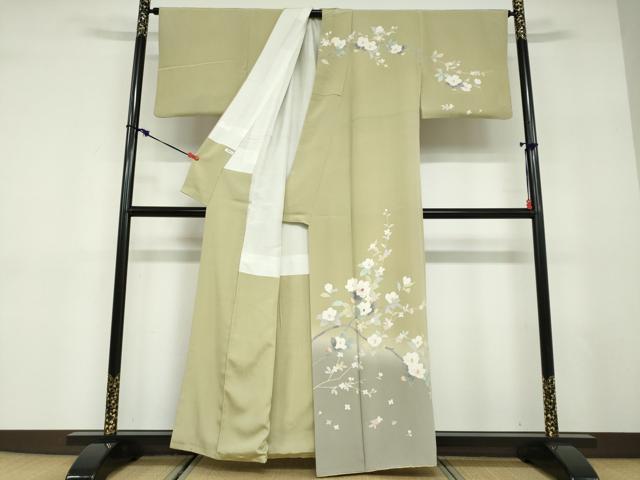 平和屋着物●訪問着　友禅　枝椿文　暈し染め　正絹　逸品　DABD9603ud