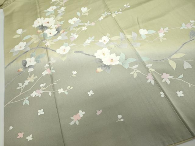 平和屋着物●訪問着　友禅　枝椿文　暈し染め　正絹　逸品　DABD9603ud