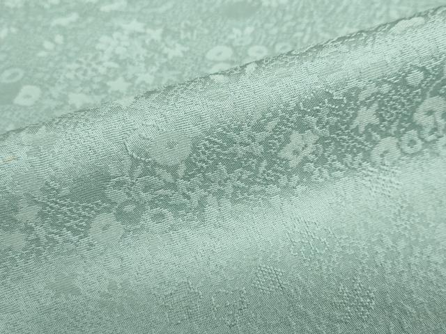 平和屋着物●上質な色無地　草花地紋　錆青磁色　正絹　逸品　DABD9604ud