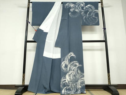 平和屋着物●訪問着　作家物　ろうけつ染め　立波文　正絹　逸品　DABD9605ud