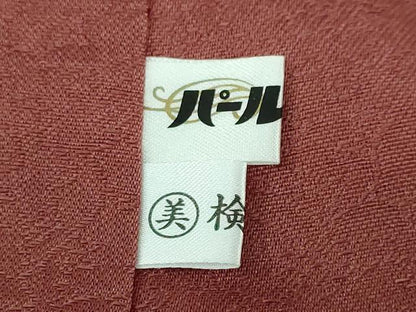 平和屋着物●京都・西陣　織元ブランド　秦流舎　色無地　お召　花菱地紋　小豆色　正絹　逸品　DABD9606ud