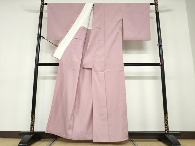 平和屋着物▽上質な色無地　単衣　梅鼠色　正絹　逸品　DABD9612ud