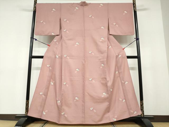 平和屋着物▽小紋　単衣　舞桜文　ぽっくり　洗える着物　DABD9619ud