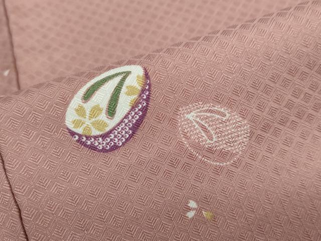 平和屋着物▽小紋　単衣　舞桜文　ぽっくり　洗える着物　DABD9619ud